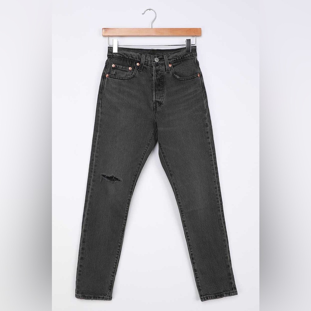 Levi’s 501 Skinny Washed Grey High Rise Denim Jeans - Picture 13 of 15